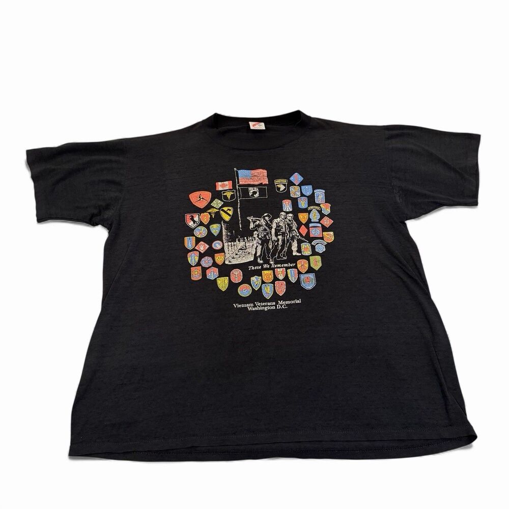 Jerzees Vintage T-Shirt POW MIA‎ Veteran Washington Memorial Black Men's 2XL